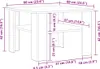 A diagram showing the dimensions of a coffee table. Voir les images du produit