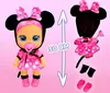 A doll dressed as Minnie Mouse, with accessories laid out separately, and a height indicator. Anteprima dell’immagine prodotto