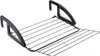 A black metal clothes drying rack with black plastic handles, shown against a white background. Produktbild-Vorschau
