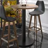 A round bistro table with two bar stools in a modern setting with a window view. Produktbild-Vorschau