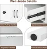 A collage of four close-up images showcasing the details of a white cabinet. Podgląd zdjęcia produktu