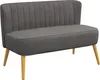 A dark gray loveseat with channel tufting on the back and wooden legs, presented against a white background. Produktbild-Vorschau