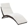 A brown rattan chaise lounge with white cushions, shown on a white background. Produktbild-Vorschau