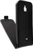 A black flip cover for a smartphone is shown against a white background. The cover is partially open, revealing the inside. Podgląd zdjęcia produktu