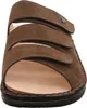 A close-up, front-facing view of a brown sandal. Anteprima dell’immagine prodotto