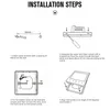 Diagrams illustrating the installation steps for a smart thermostat. Voir les images du produit