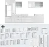 A white modular kitchen unit displayed against a white background, with a collection of smaller kitchen cabinet modules shown below. Náhled obrázku produktu