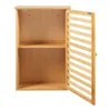 An open wooden cabinet with one shelf and a slatted door. Anteprima dell’immagine prodotto