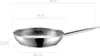 A stainless steel frying pan with measurement lines and dimensions indicated. Produktbild-Vorschau