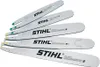 A collection of STIHL chainsaw guide bars arranged diagonally against a white background. Anteprima dell’immagine prodotto