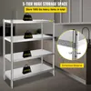 A stainless steel shelving unit in a kitchen or storage area, with promotional text and close-up details. Náhled obrázku produktu