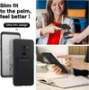 Collage of images showing a black phone case, a woman using a phone, and hands holding a phone with a case. Produktbild-Vorschau