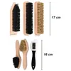 A set of shoe cleaning brushes and a dirt eraser are displayed against a white background, with size indicators. Produktbild-Vorschau