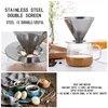 A collage of images showing a stainless steel pour-over coffee maker, coffee cups, biscuits, and coffee beans. Náhľad obrázku produktu