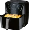 A black air fryer filled with french fries, with steam rising from the basket. Produktbild-Vorschau