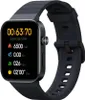 A black smartwatch with a black strap is shown against a white background. The watch face displays exercise time, calories burned, distance covered, trips taken, and pace. Náhled obrázku produktu