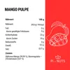 Nutritional information and ingredients for mango pulp, with a graphic of a mango. Produktbild-Vorschau
