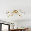 Lindby Deckenleuchte Agmar, messingfarben, Glas, 6-flg., Produktbild-Vorschau 4