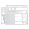 A white loft bed with stairs, a window, a closet, and a bookshelf. Anteprima dell’immagine prodotto