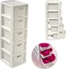 Ratanový kúpeľňový stojan s košíkmi 5 X 7L White Náhľad obrázku produktu 5