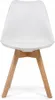 A white chair with wooden legs is shown from the front against a white background. Produktbild-Vorschau