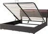 A bed frame with the storage lift mechanism open, revealing the slatted base and storage compartment. Produktbild-Vorschau