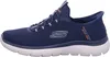 Side view of a blue Skechers slip-on sneaker. Náhled obrázku produktu