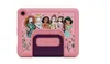 A pink Amazon Fire HD 8 Kids tablet with a Disney Princess design and a purple kickstand. Voir les images du produit