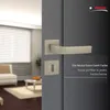 A close-up of a door handle and lock mechanism, with a blurred background of a room interior. Produktbild-Vorschau
