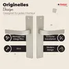 A marketing image showcasing two door handles with descriptive text and icons. Produktbild-Vorschau