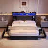 Letto in lino grigio UnboxG 140x200 cm con pratici Anteprima dell’immagine prodotto 2