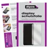 An instructional guide for applying a screen protector to a smartphone, alongside marketing material for the product. Produktbild-Vorschau