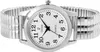 A close-up studio shot of a men's wristwatch with a white face and silver-tone metal expansion band. Produktbild-Vorschau