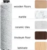 A cleaning roller brush and swatches of different floor types with labels. Produktbild-Vorschau