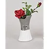 Dekorative Blumenvase Vase Keramik 30cm weiss-silber Produktbild-Vorschau 2