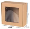 A brown cardboard box with a clear window, showing a white object inside. Dimensions are indicated. Náhľad obrázku produktu