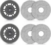 A product collage showing two sets of robot vacuum cleaner mop attachments. Produktbild-Vorschau