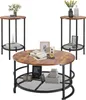VEVOR Ensemble de 3 tables rondes de salon, (800 x 465 mm) Voir les images du produit 1