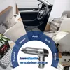 A collage of images showing different applications of a handheld vacuum cleaner, including a bed, car interior, sofa, kitchen, and a keyboard. Produktbild-Vorschau