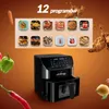 An air fryer is shown with various food icons representing different cooking programs. Podgląd zdjęcia produktu