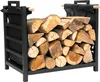 A black metal firewood rack filled with logs, shown against a white background. Náhľad obrázku produktu