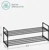 A two-tier black shoe rack with dimensions indicated. Náhľad obrázku produktu