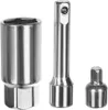 Three chrome-plated tools are arranged on a white background. Produktbild-Vorschau