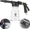 A foam sprayer gun for car washing, with a close-up of the nozzle and a lifestyle shot of someone using it. Podgląd zdjęcia produktu