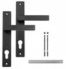 A set of black door handles and related hardware, presented on a white background. Produktbild-Vorschau