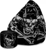 A bean bag chair and ottoman with a skull graphic. Podgląd zdjęcia produktu