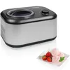 A Princess ice cream maker with a bowl of strawberry ice cream and strawberries in the foreground. Produktbild-Vorschau