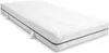 A white mattress with a gray stripe around the edge, shown from a diagonal angle on a white background. Produktbild-Vorschau