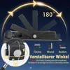 A diagram showing the adjustable angles of a floodlight with a motion sensor. Produktbild-Vorschau