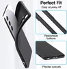 A black phone case is shown with a phone inside, highlighting its features. Produktbild-Vorschau